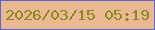 文字の大きさ：3、枠の色：5d66ca、背景の色：eab992、文字の色：8d8625 無料ブログパーツのブログ時計