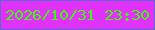 文字の大きさ：2、枠の色：5d66d2、背景の色：e032fa、文字の色：42f70a 無料ブログパーツのブログ時計