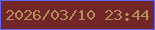 文字の大きさ：5、枠の色：5d66f8、背景の色：732627、文字の色：b48e5a 無料ブログパーツのブログ時計