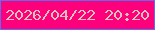 文字の大きさ：1、枠の色：5d6df2、背景の色：fd017c、文字の色：f0c1b8 無料ブログパーツのブログ時計