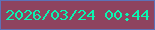 文字の大きさ：1、枠の色：5d71b7、背景の色：8e435f、文字の色：09f5b1 無料ブログパーツのブログ時計