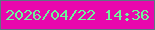 文字の大きさ：3、枠の色：5d7683、背景の色：e807ad、文字の色：6ff59a 無料ブログパーツのブログ時計
