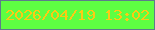 文字の大きさ：5、枠の色：5d7c8b、背景の色：5efe42、文字の色：fcca14 無料ブログパーツのブログ時計