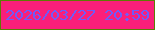文字の大きさ：1、枠の色：5d7d04、背景の色：fa1f7a、文字の色：6f5bf9 無料ブログパーツのブログ時計