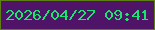文字の大きさ：3、枠の色：5d8013、背景の色：4f1368、文字の色：19e66e 無料ブログパーツのブログ時計