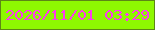 文字の大きさ：3、枠の色：5d8616、背景の色：8ef801、文字の色：fd3ced 無料ブログパーツのブログ時計