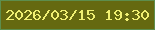 文字の大きさ：4、枠の色：5d8e4d、背景の色：656910、文字の色：f0f072 無料ブログパーツのブログ時計