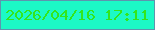 文字の大きさ：3、枠の色：5d95ae、背景の色：1cf9c6、文字の色：33e61c 無料ブログパーツのブログ時計
