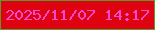 文字の大きさ：4、枠の色：5d982d、背景の色：df0211、文字の色：fb4cd0 無料ブログパーツのブログ時計