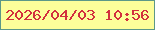文字の大きさ：5、枠の色：5d9888、背景の色：fdfe9a、文字の色：d22f3e 無料ブログパーツのブログ時計