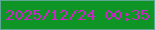 文字の大きさ：2、枠の色：5da894、背景の色：0f9426、文字の色：ce26c6 無料ブログパーツのブログ時計