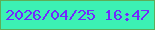 文字の大きさ：3、枠の色：5dae58、背景の色：3cf1b4、文字の色：7228fe 無料ブログパーツのブログ時計