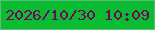 文字の大きさ：3、枠の色：5dbd78、背景の色：09bc32、文字の色：710758 無料ブログパーツのブログ時計