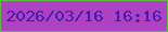 文字の大きさ：3、枠の色：5dbe3f、背景の色：ad43c2、文字の色：4a1aae 無料ブログパーツのブログ時計