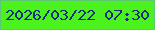 文字の大きさ：4、枠の色：5dc775、背景の色：4bf21d、文字の色：152c82 無料ブログパーツのブログ時計