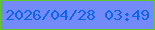 文字の大きさ：5、枠の色：5dc922、背景の色：738af9、文字の色：0c64ea 無料ブログパーツのブログ時計