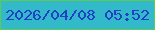 文字の大きさ：1、枠の色：5dca53、背景の色：32baca、文字の色：2040c5 無料ブログパーツのブログ時計