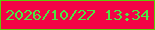 文字の大きさ：1、枠の色：5dcc08、背景の色：f30346、文字の色：4ce744 無料ブログパーツのブログ時計