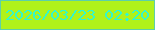 文字の大きさ：3、枠の色：5dd0a9、背景の色：b0f21b、文字の色：32f7cc 無料ブログパーツのブログ時計