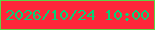 文字の大きさ：1、枠の色：5dd545、背景の色：fe273a、文字の色：05d277 無料ブログパーツのブログ時計