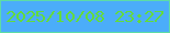 文字の大きさ：5、枠の色：5ddca6、背景の色：4badf9、文字の色：64db3b 無料ブログパーツのブログ時計