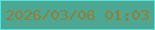 文字の大きさ：4、枠の色：5de0d8、背景の色：4ca893、文字の色：947e37 無料ブログパーツのブログ時計