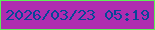 文字の大きさ：3、枠の色：5def57、背景の色：af2cb0、文字の色：074798 無料ブログパーツのブログ時計