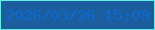 文字の大きさ：1、枠の色：5df1e7、背景の色：1c5e9d、文字の色：0a69d1 無料ブログパーツのブログ時計