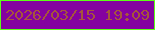 文字の大きさ：2、枠の色：5dff16、背景の色：8403a0、文字の色：a6563a 無料ブログパーツのブログ時計