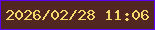 文字の大きさ：3、枠の色：5e03f1、背景の色：522722、文字の色：f2da6d 無料ブログパーツのブログ時計