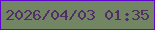 文字の大きさ：2、枠の色：5e07cb、背景の色：728663、文字の色：522d68 無料ブログパーツのブログ時計