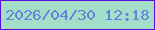 文字の大きさ：4、枠の色：5e0cdc、背景の色：a2dec8、文字の色：6282e0 無料ブログパーツのブログ時計