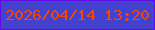 文字の大きさ：4、枠の色：5e0ce3、背景の色：4341ce、文字の色：f14809 無料ブログパーツのブログ時計