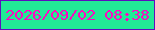 文字の大きさ：5、枠の色：5e0dbe、背景の色：22e996、文字の色：fd07c0 無料ブログパーツのブログ時計
