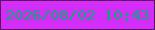文字の大きさ：3、枠の色：5e0e63、背景の色：d22dfb、文字の色：11a27e 無料ブログパーツのブログ時計