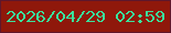 文字の大きさ：4、枠の色：5e172c、背景の色：8f180b、文字の色：3ae29c 無料ブログパーツのブログ時計