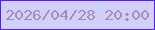 文字の大きさ：3、枠の色：5e18f7、背景の色：d0d1f9、文字の色：aa89bc 無料ブログパーツのブログ時計