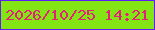 文字の大きさ：3、枠の色：5e1bfd、背景の色：84e515、文字の色：e42078 無料ブログパーツのブログ時計