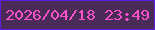 文字の大きさ：3、枠の色：5e1ce0、背景の色：4a2b57、文字の色：f952ca 無料ブログパーツのブログ時計
