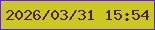 文字の大きさ：1、枠の色：5e1cff、背景の色：cbc821、文字の色：4d2330 無料ブログパーツのブログ時計