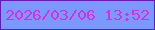 文字の大きさ：3、枠の色：5e20b3、背景の色：7b98fd、文字の色：db2be3 無料ブログパーツのブログ時計