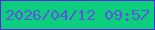 文字の大きさ：3、枠の色：5e22df、背景の色：0ccf7d、文字の色：5e52e7 無料ブログパーツのブログ時計