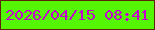 文字の大きさ：2、枠の色：5e2308、背景の色：55f603、文字の色：c501cc 無料ブログパーツのブログ時計