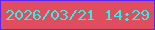 文字の大きさ：5、枠の色：5e24ef、背景の色：e04d5e、文字の色：37ebe4 無料ブログパーツのブログ時計
