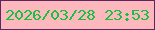 文字の大きさ：4、枠の色：5e265f、背景の色：fdb8be、文字の色：16c041 無料ブログパーツのブログ時計