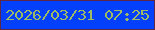 文字の大きさ：4、枠の色：5e2748、背景の色：0340fb、文字の色：9dbb67 無料ブログパーツのブログ時計