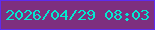 文字の大きさ：3、枠の色：5e2cef、背景の色：7e2f7f、文字の色：02e9d0 無料ブログパーツのブログ時計