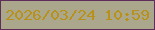 文字の大きさ：4、枠の色：5e2d58、背景の色：aaa78c、文字の色：b8911b 無料ブログパーツのブログ時計