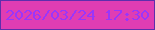 文字の大きさ：5、枠の色：5e2eac、背景の色：e03db3、文字の色：9a36fa 無料ブログパーツのブログ時計
