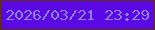 文字の大きさ：1、枠の色：5e3003、背景の色：5a09e4、文字の色：9080e8 無料ブログパーツのブログ時計